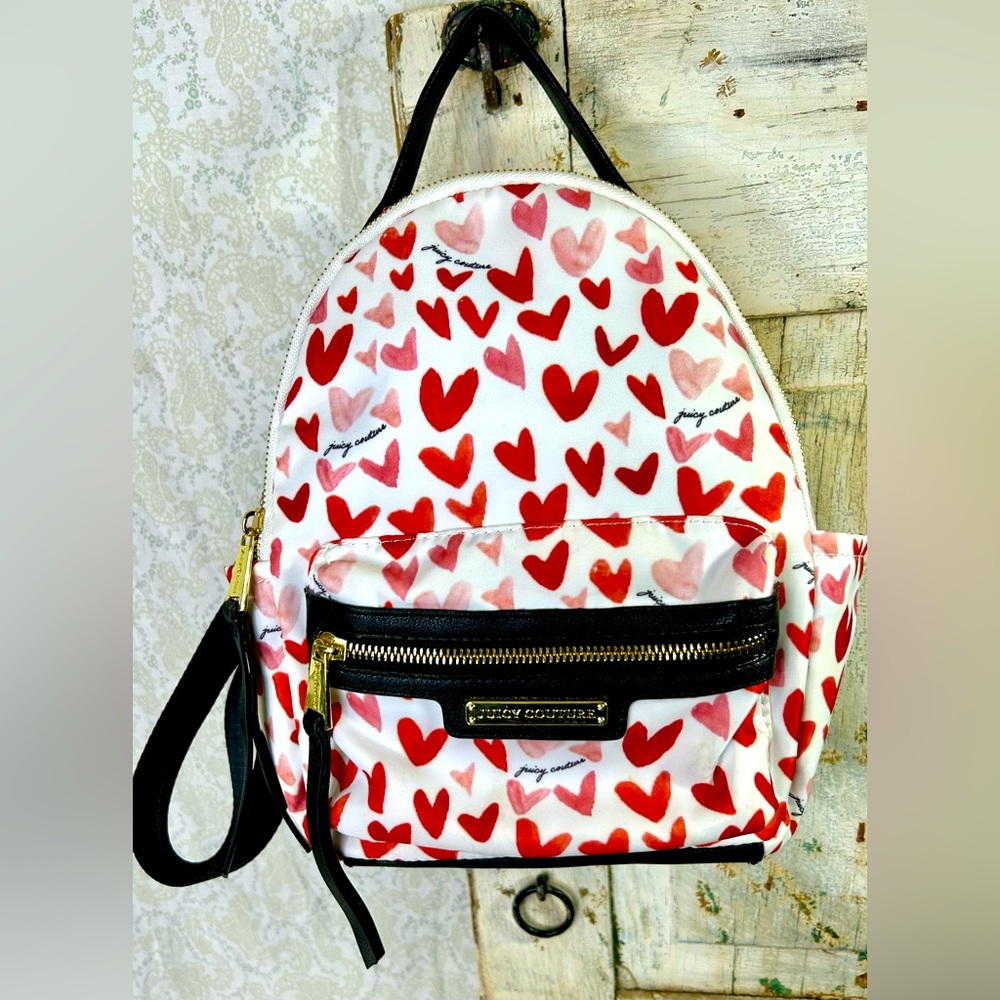 Juicy Couture Mini Heart Backpack ❤️ White, Black & Red 🤍 Adorable!